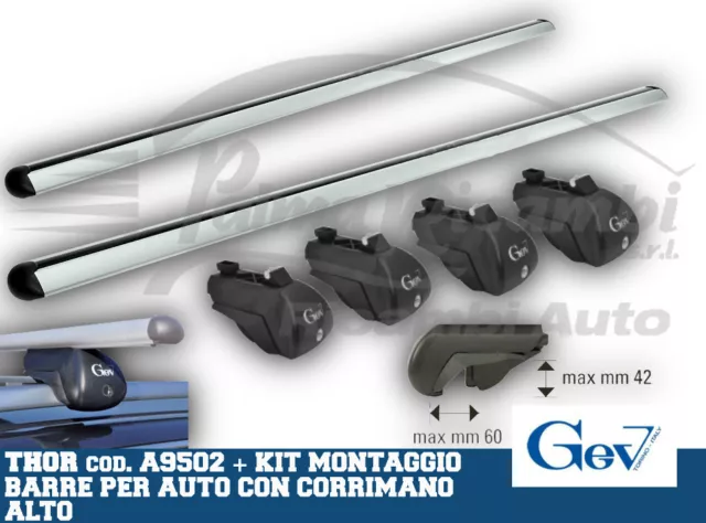 A9502 + 9600GEV Barras Corte Thor Aluminio + Set Ford Tourneo Correo 14>Cor.alto