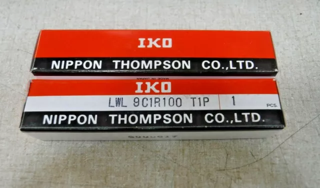 IKO Nippon Thompson LWL9 C1R 100 T1P Ball Bearing Linear Guide Rail (Lot of 2)