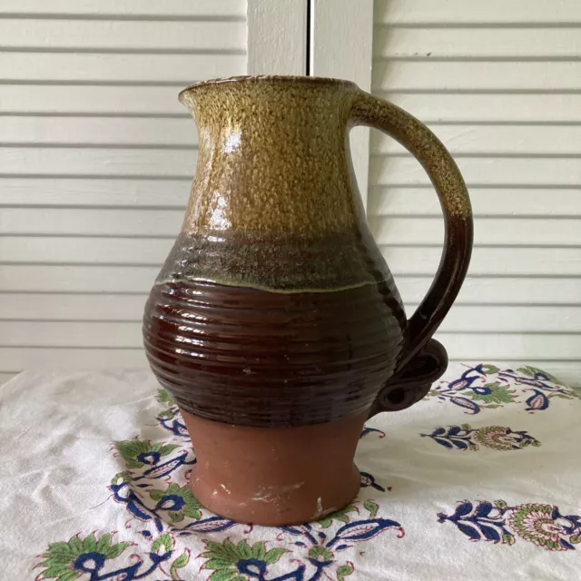 Studio Pottery Drip Glaze Jug /vase Brown Vintage Style