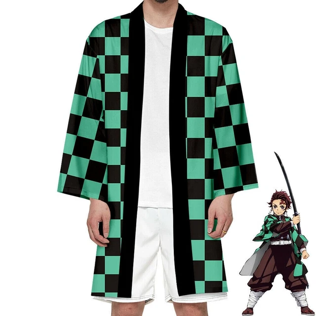 Adult Tanjirou Robes Kimetsu Cosplay Costume Kimono Cape Men Women Cardigan Top Jacket For Halloween