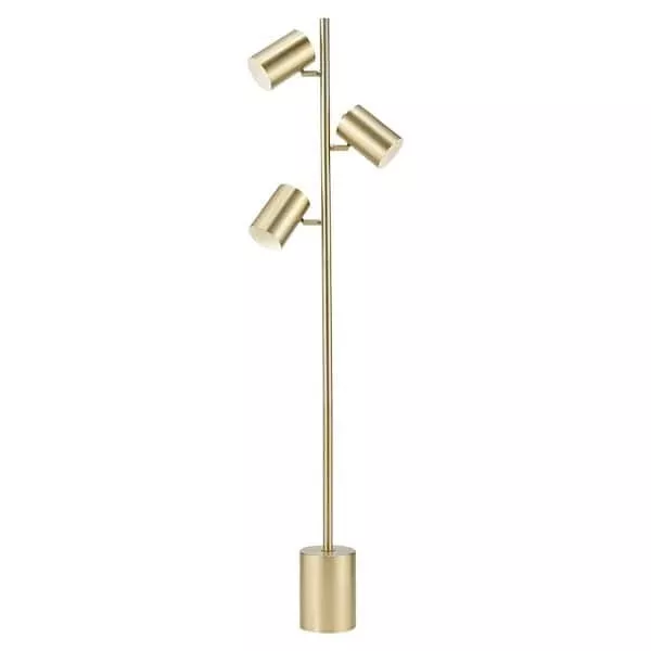 Globe Electric Pratt 63" 3-Light Matte Soft Gold Floor Lamp Large Weighted Base