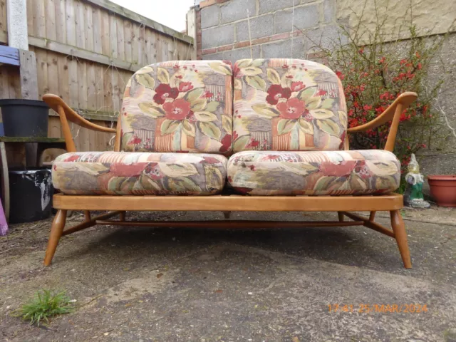 Ercol 2 seater sofa loung chair blue label mid century vintage love seat