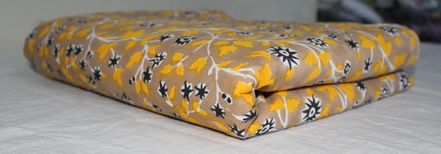 Floral Indien Main Bloc Tissu Imprimé Multi Pure Coton Vêtements 4.6m Artisanat