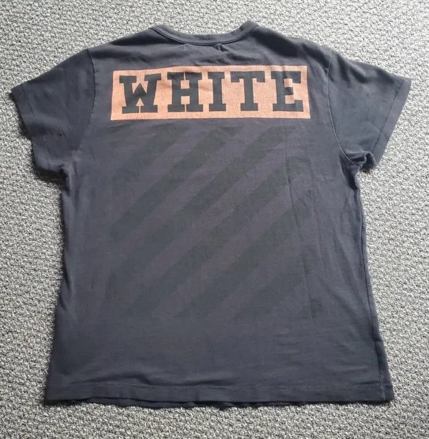 OFF WHITE Brushed Diagonal T Shirt Size S Black Distressed