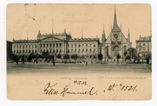 AK Leipzig Universität gelaufen 1903 nach Valetta / Malta