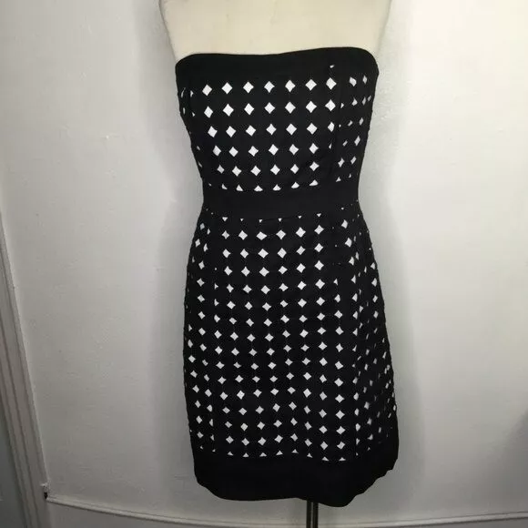 WHBM White House Black Market Strapless Tube Dress Black/White Size 6