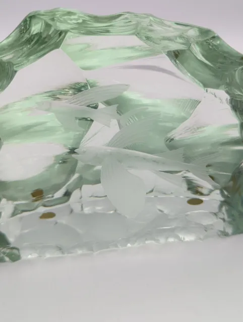 ✨ Kosta Boda Sweden Art Glass Glacier Iceberg Flying Fish Sculpture Paperweight 2