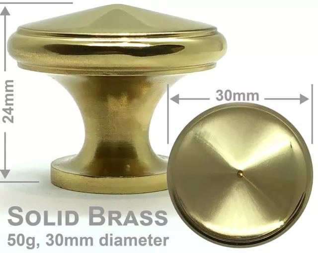 Solid brass Knob, 30mm, Drawer Handle Cupboard Cabinet Door Furniture UK stock