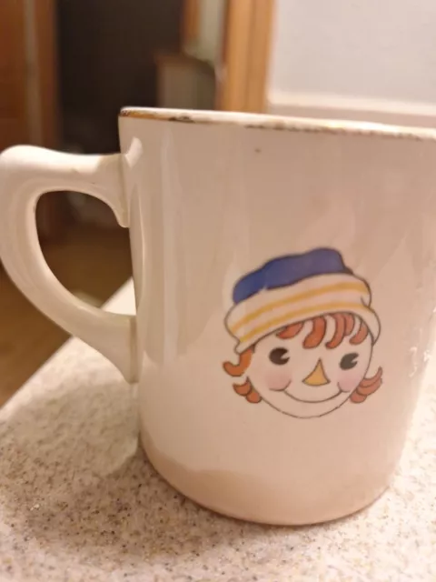 Vintage Raggedy Ann 1941 Gold Rimmed Childs Cup Johnny Gruelle Co.