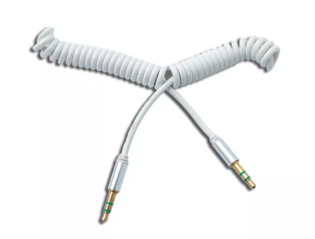 Câble Audio 150 CM 3,5 MM Stéréo Jack Connecteur À Fiche Spirale Blanc