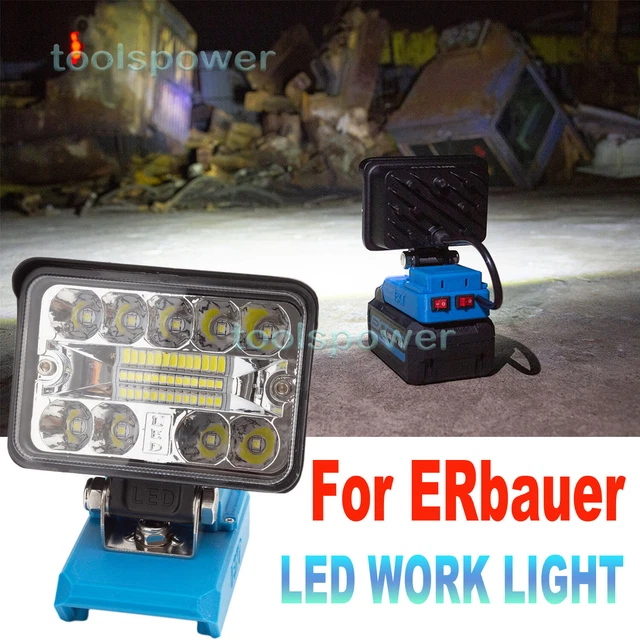 CORDLESS LED WORK Light For ERbauer 18v LiIon Battery w/USB Port