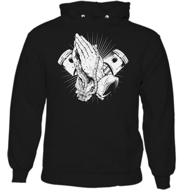Felpa con cappuccio Biker Prayer da uomo divertente moto moto cafe racer