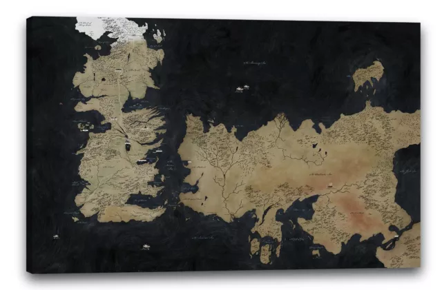 Lein-Wand-Bild: Game of Thrones Landkarte Westeros Essos