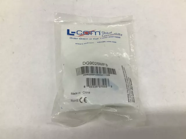 L-Com DG9025MF3 Low Profile Right Angle Adapter Db25 Male/Female Cable Exit 2