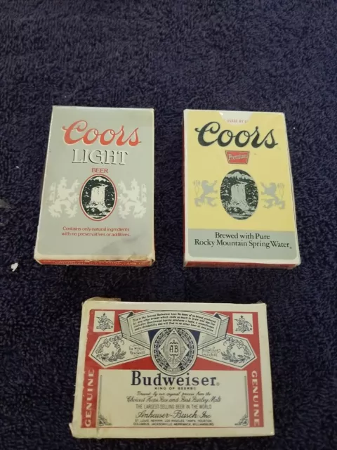 Vintage Coors, Coors Light And Budweiser Playing Cards 3 Decks