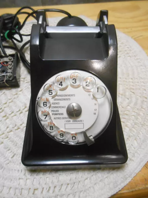 Ancien Telephone Bakelite Avec Cadran Rotatif + Ecouteur / Ptt 3