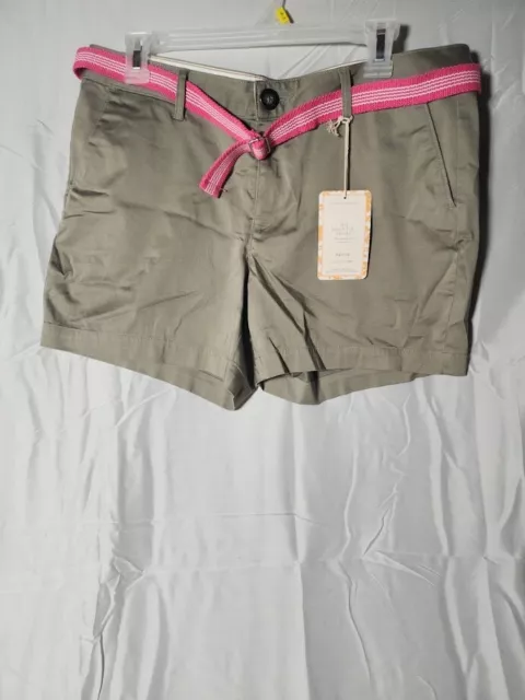 NWT Womens Dockers The Essential Shorts, Pink Belt, Sz 10P