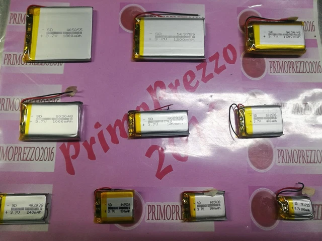BATTERIE A LITIO DI POLIMERI PER DISPOSITIVI ELETTRONICI VARI AMPERAGGI Li-Poly
