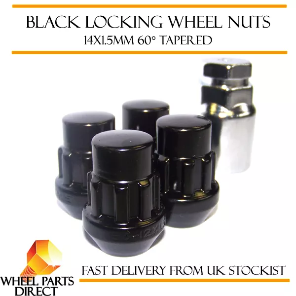 Black Locking Wheel Nuts 14x1.5 Bolts for Range Rover Sport [LS] 05-13