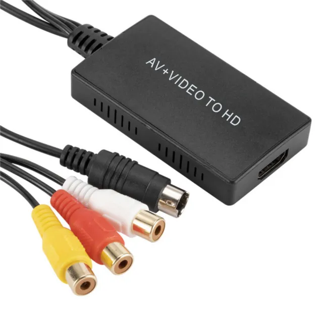 AV+S-video To HDMI Converter Tool w/ Cable 1080P PAL/NTSC For WII PS One PS2 PS3