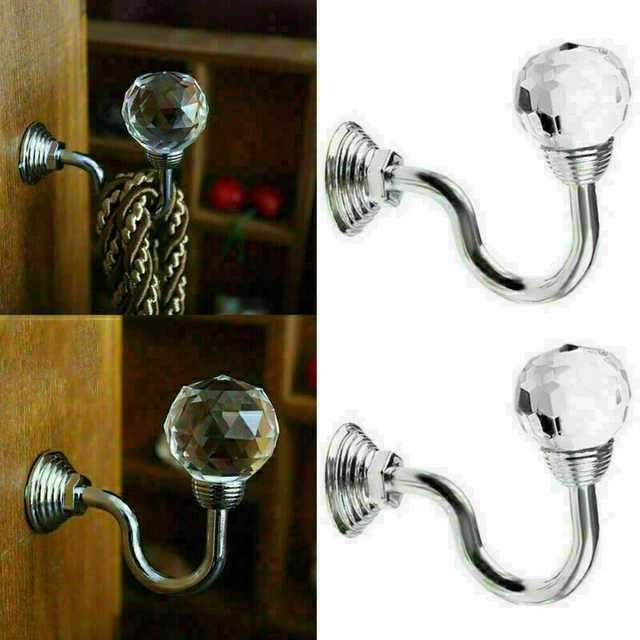 Hooks Hanger Crystal Curtain Wall Tie Backs Home Decor 2PCS Silver Holdbacks