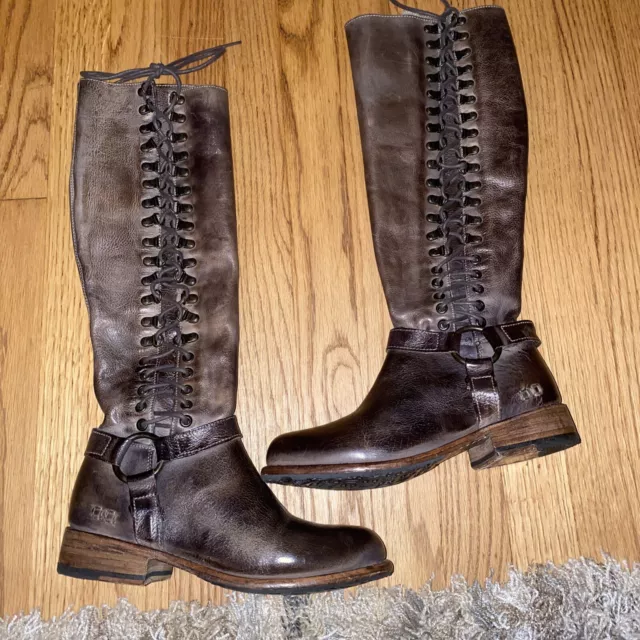 Bed|Stu Rustic Burnley Tall Brown Dip Dye Boots 7M Riding Lace Up Worn Once EUC