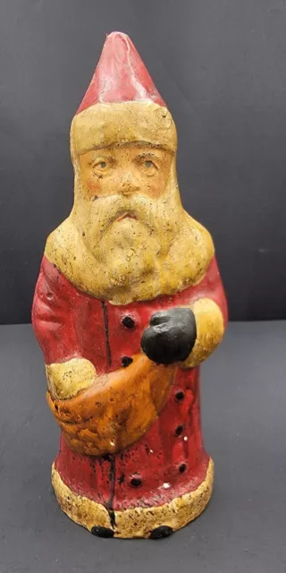 Vintage Folk Art Old World Father Christmas Santa Claus Chalkware Primitive 9"