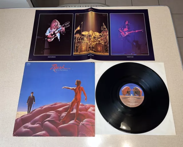 RUSH Hemispheres LP WITH POSTER 1978  Geddy Lee Neil Peart Alex SRM-1-3743 VG/VG