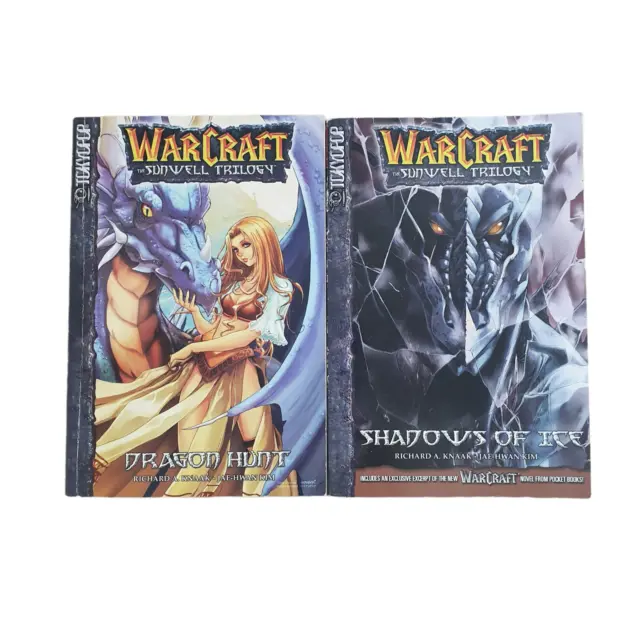 Warcraft Sunwell Trilogy books x 2 Dragon Hunt and Shadows of Ice good condition