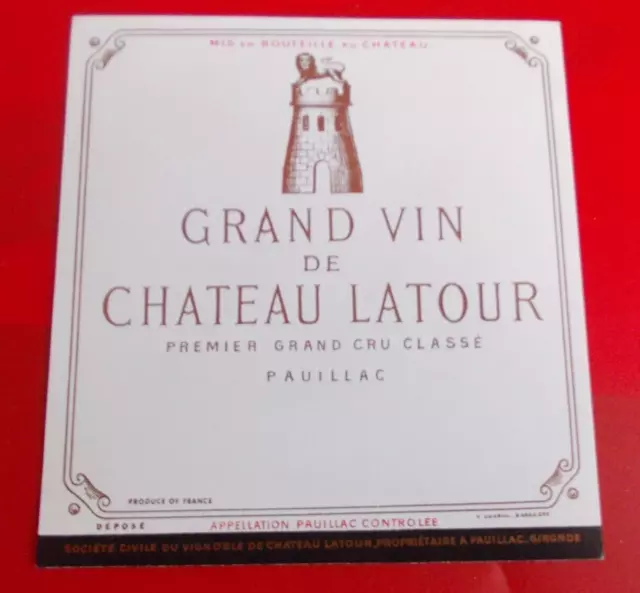 Lot de 12 Etiquettes de vin/ Wine Label   CHATEAU  LATOUR   NM   Pauillac