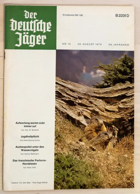 Der deutsche Jäger 28 August 1970 Nr. 12 alte Jagdzeitschrift