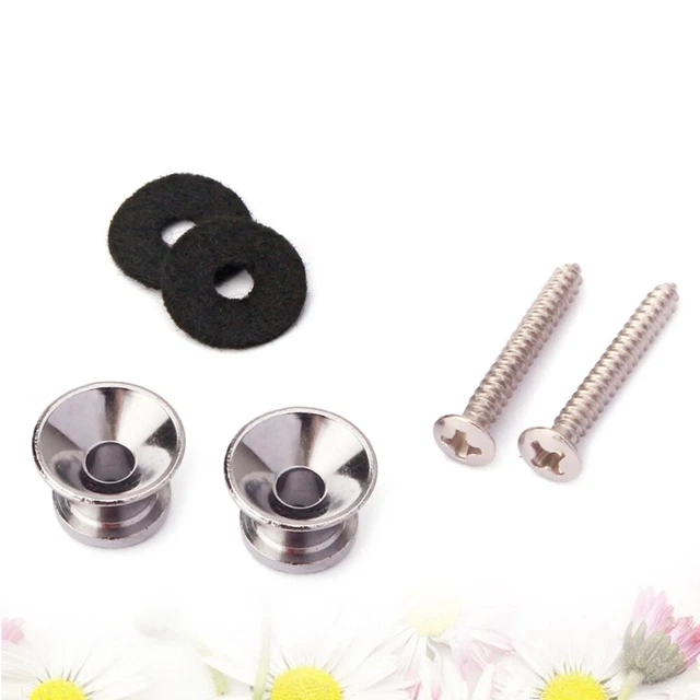 Lot De 2 Boutons De Sangle Guitare Électrique Acoustique Basse Ukulélé - Noirs 14mm