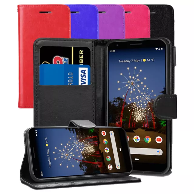 For Google Pixel 3A - Premium Slim Leather Wallet Flip Case Book Folio Cover