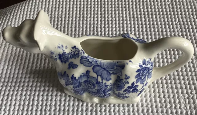 Crown Devon Fieldings Pottery Blue & White Floral Cow Milk Jug Creamer