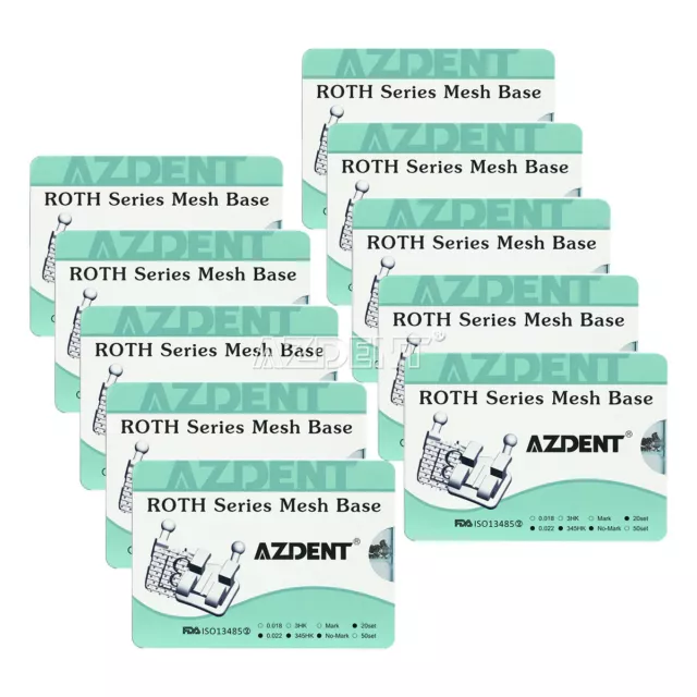 AZDENT Dental Bracket Orthodontic Braces Mesh Base Mini Roth/MBT 022 Hooks 3-4-5