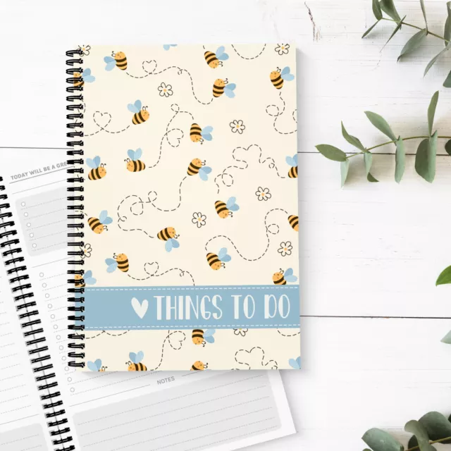 Things TO DO LIST Book BEE HAPPY Task Planner Ladies Daily Shopping List Tracker