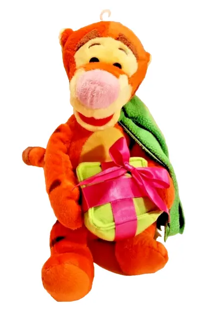 Disney Store Winter Tigger Plush With Christmas Gift and Scarf 12"