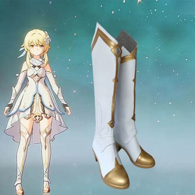 Genshin Impact Cosplay Lumine Aether Boots Custom Made Shoes Traveler Women Gift