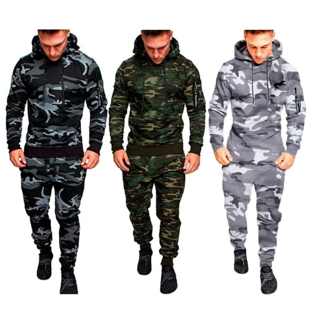Men Tracksuit Hooded Outerwear Sporting Male Fitness Camouflage Sweatshirts