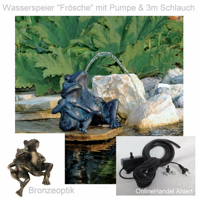 TEICH PUMPE WASSERSPEIER Frosch Gartenteich Springbrunnen Garten Figur