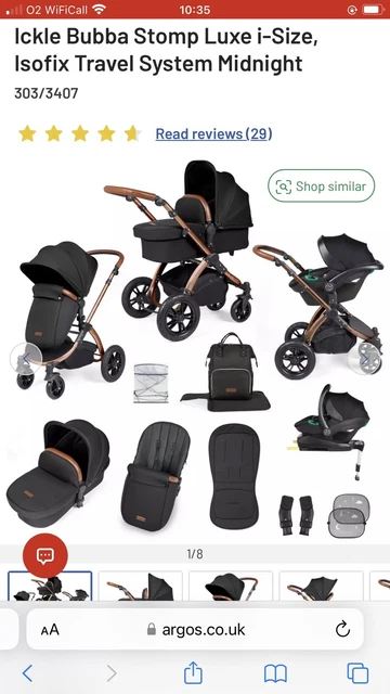 Ickle Bubba Stomp Luxe All in One i-Size Travel System with ISOFIX Base