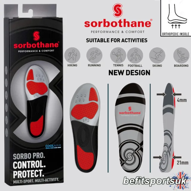 Sorbothane Pro Orthotic Insoles Pronation Shock Foot Pain Run Gel Shoe Inserts