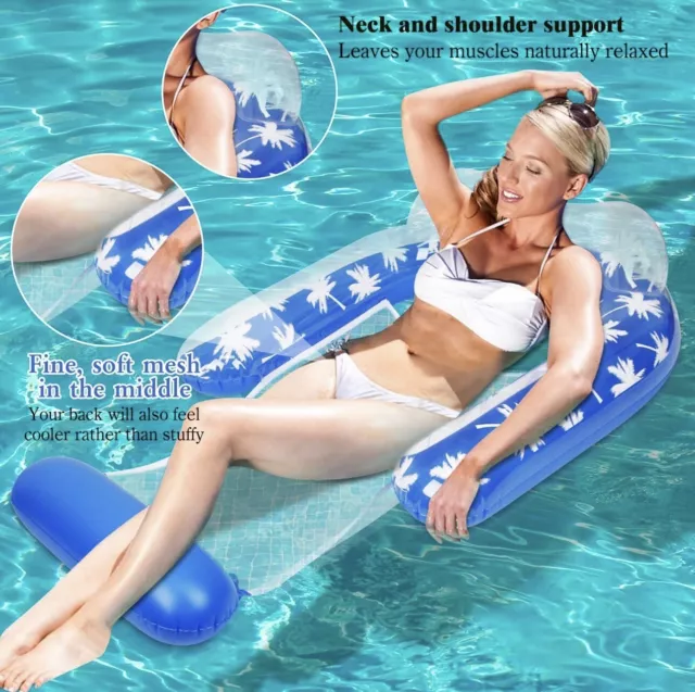 Inflatable Portable Floating Water Hammock Float Pool Bed Swimming With Pump 3