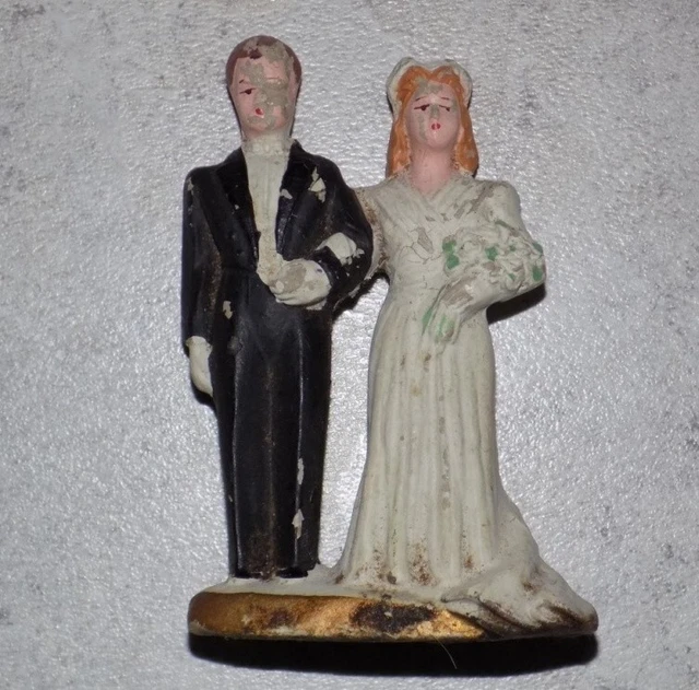Ancien Couple De Mariés En Plâtre Pour Gâteau De Mariage 2