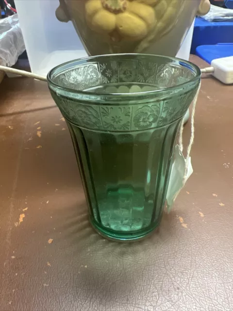 Vintage Jeannette Ultramarine Doric & Pansy Tumbler 9 Ounces Depression Glass