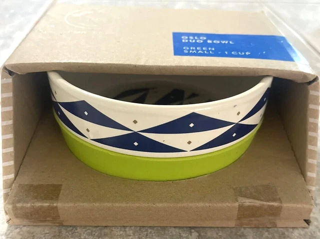 Now House for Pets by Jonathan Adler Oslo Duo Dog Bowl, Small Cute Ceramic Dog