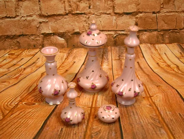 Porcelaine Vasen-U. Kerzenservice 5tlg. Vase Carafe Chandelier Poudre