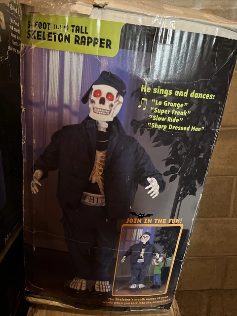 GEMMY LIFE SIZE Dancing Rapper Skeleton Animatronic Prop Halloween