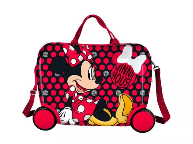 Trolley Cavalcabile Disney Minnie Mouse,Valigia da Viaggio Rigida 45 x 22 x 34cm