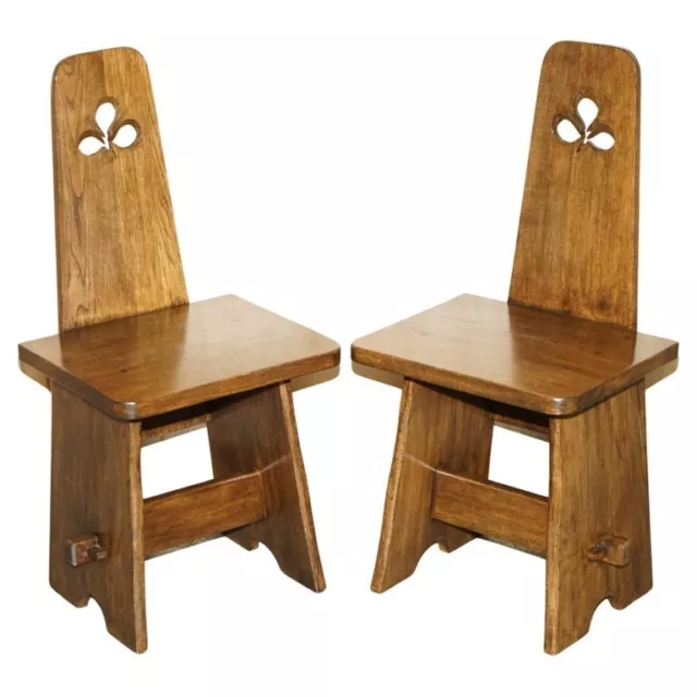 Pair Of Victorian Arts & Crafts Hall Chairs With Lovely Four Plank Construction